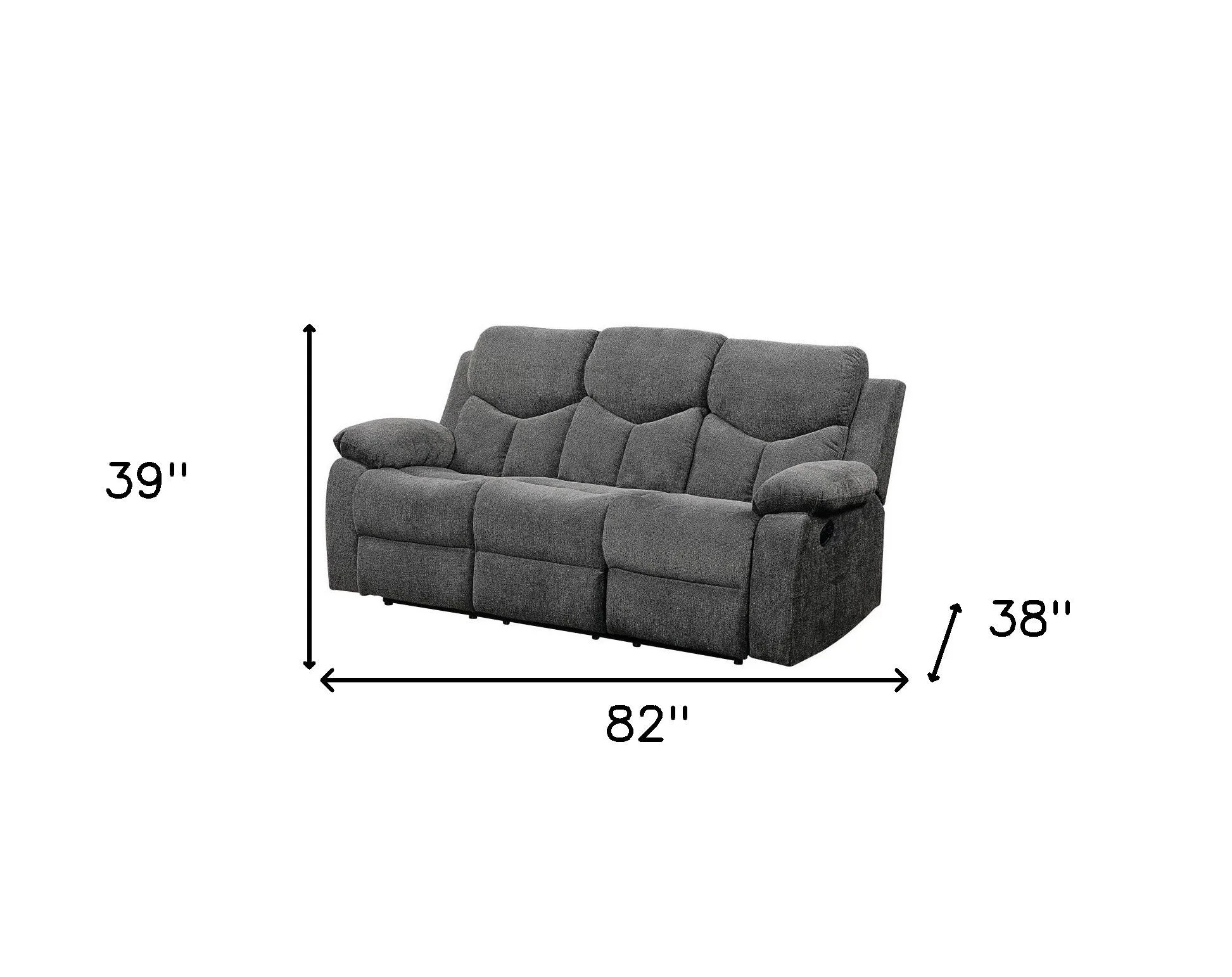 82 Gray And Black Chenille Reclining Sofa