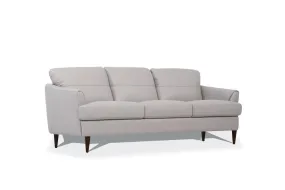 83 Pearl Gray Leather And Black Sofa