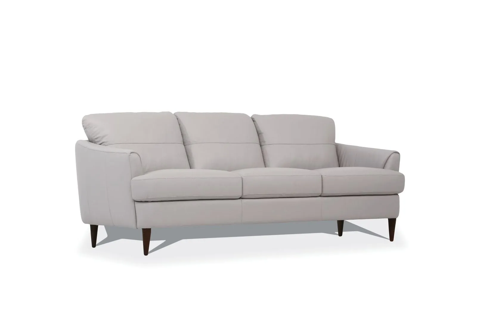 83 Pearl Gray Leather And Black Sofa