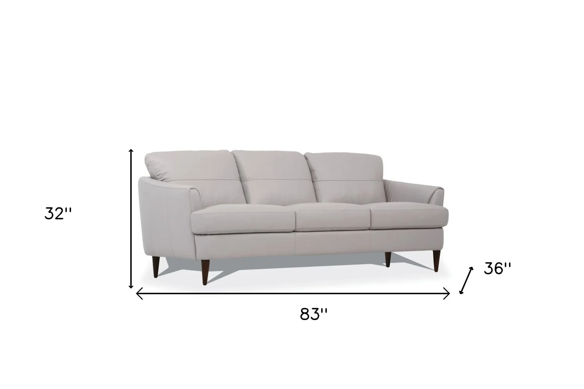 83 Pearl Gray Leather And Black Sofa