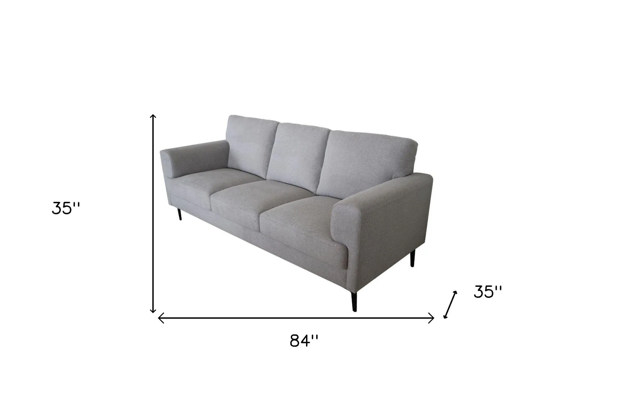 84 Light Gray Linen And Black Sofa