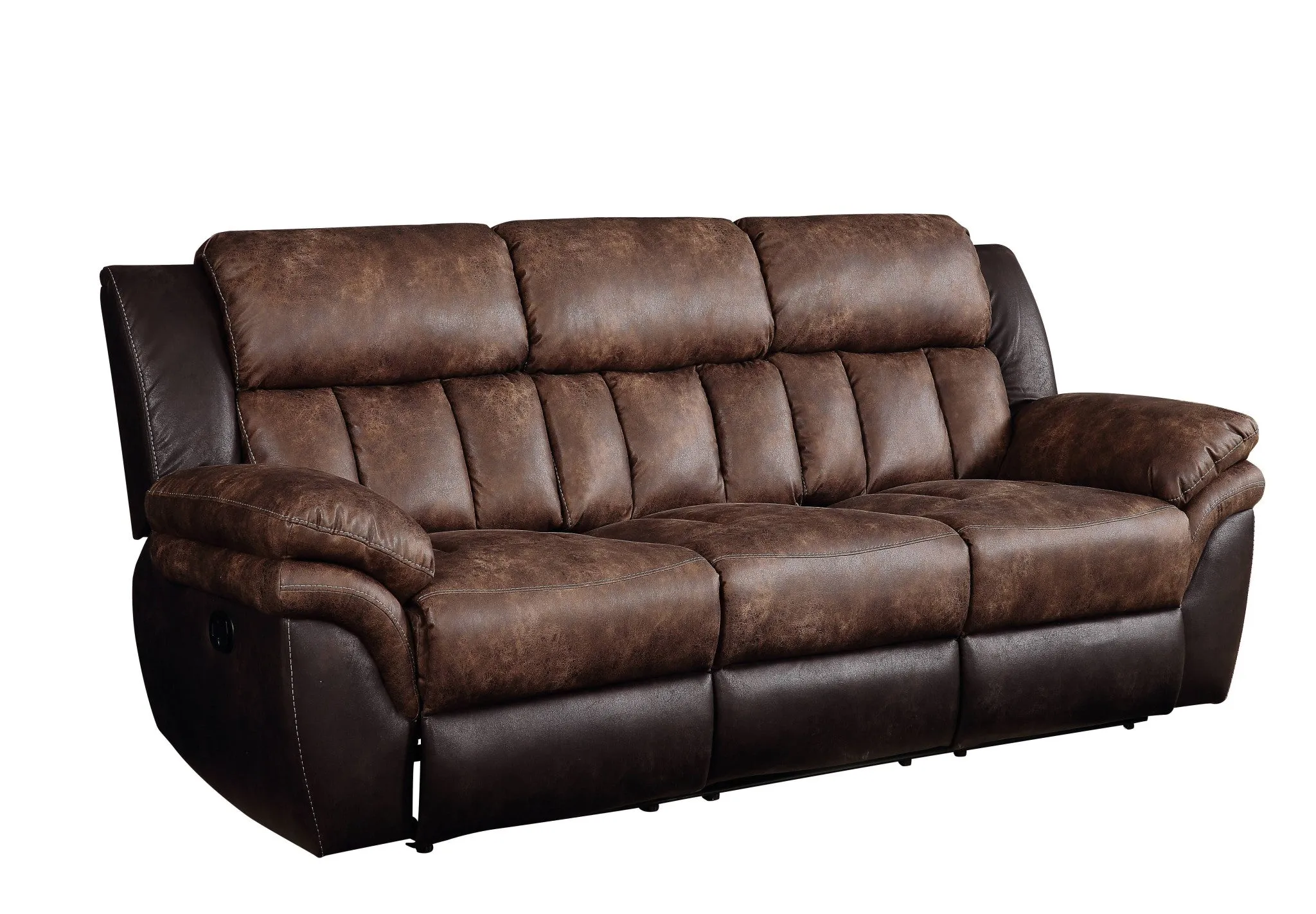 91 Espresso And Black Microfiber Reclining Sofa