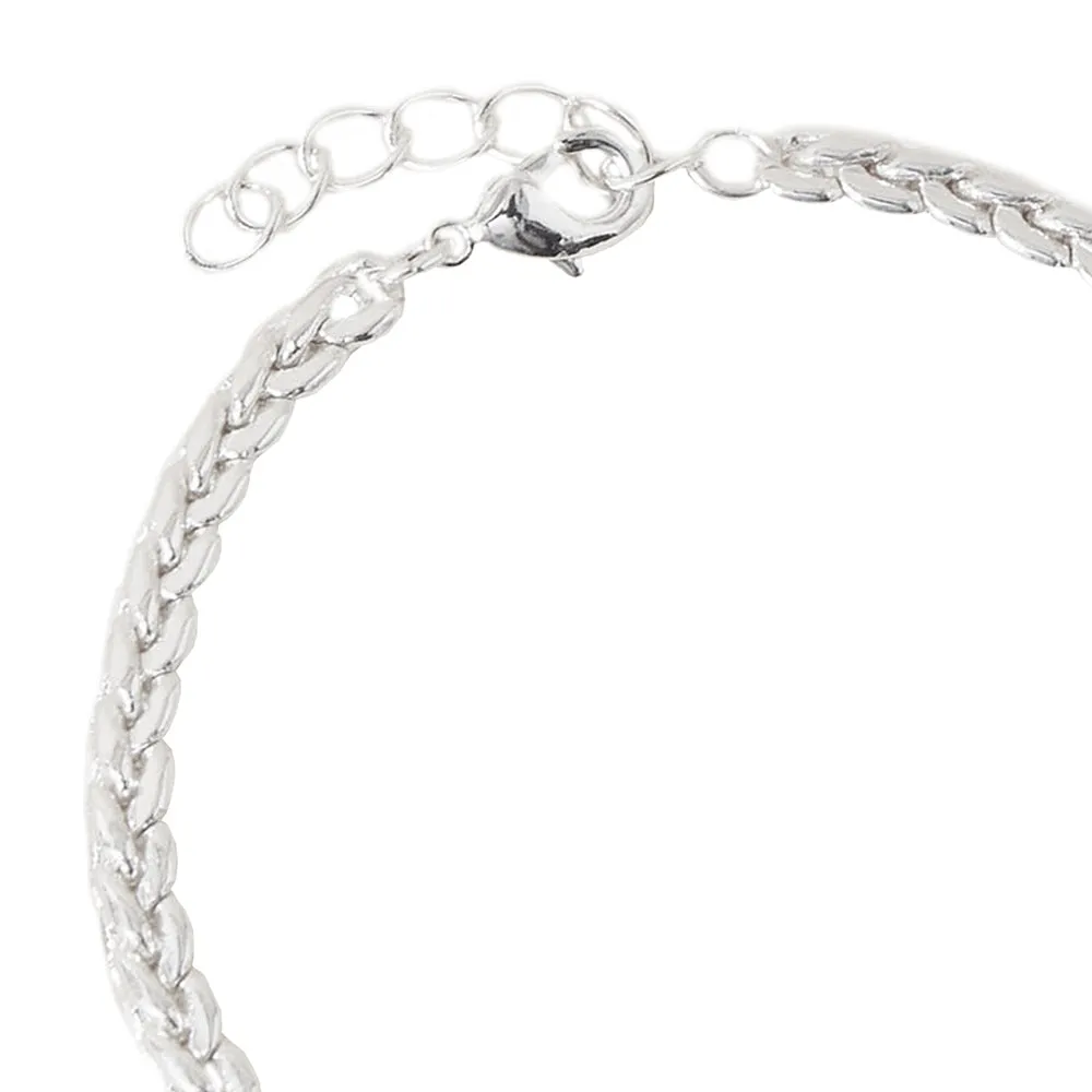 925 Pure Sterling St Silver Plated Platted Chain Bracelet  For Women By Accessorize London