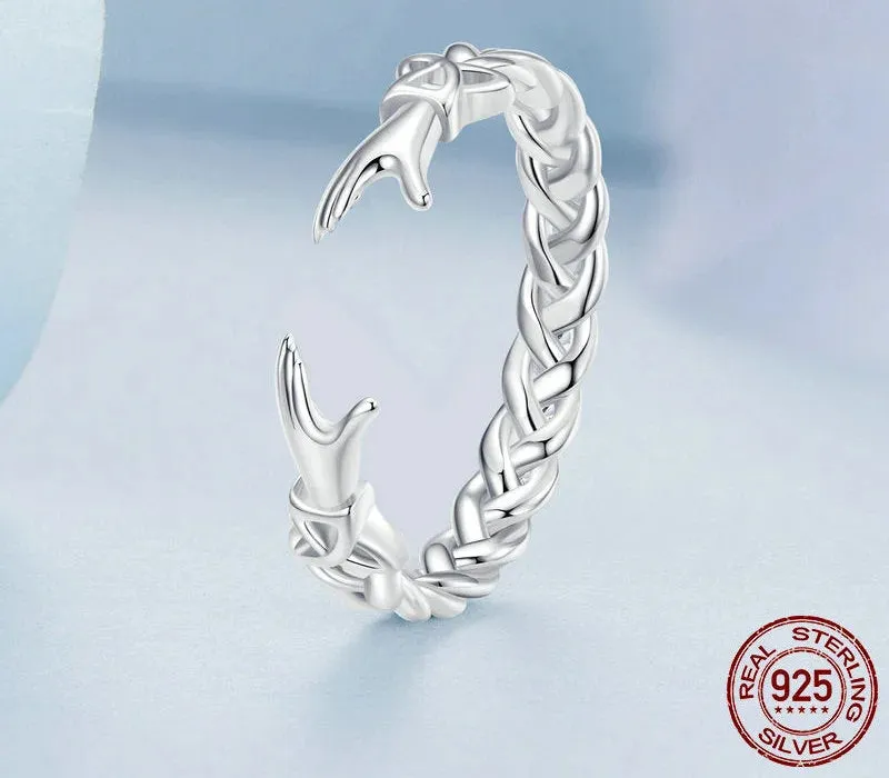 925 Sterling Silver Guardian Hands Celtic Knot Open Adjustable Ring for Women