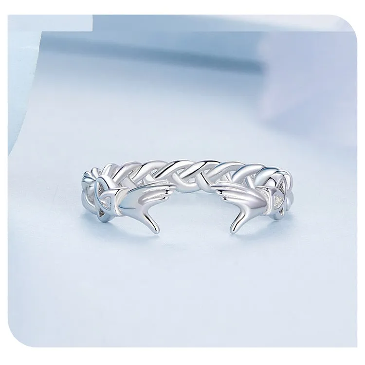 925 Sterling Silver Guardian Hands Celtic Knot Open Adjustable Ring for Women