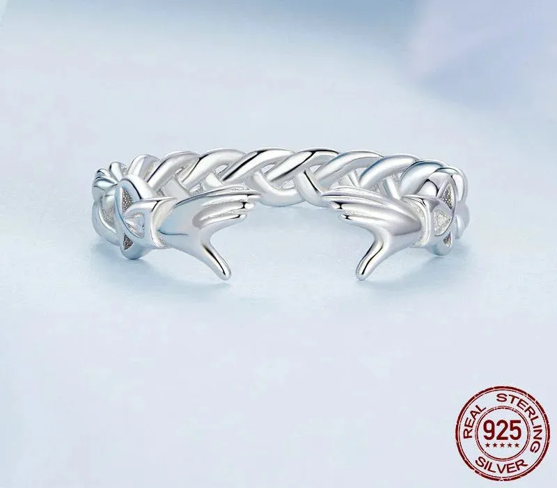 925 Sterling Silver Guardian Hands Celtic Knot Open Adjustable Ring for Women