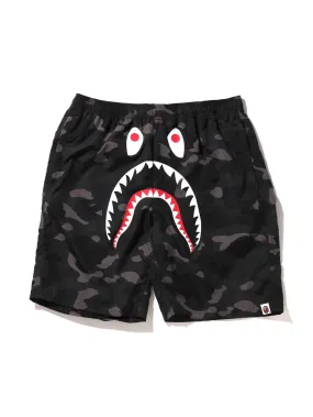 A Bathing Ape Color Camo Shark Beach Shorts Black