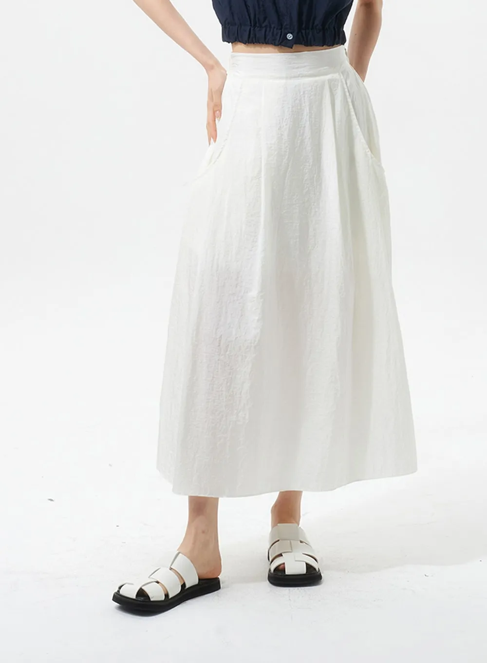 A-Line Nylon Maxi Skirt IU326