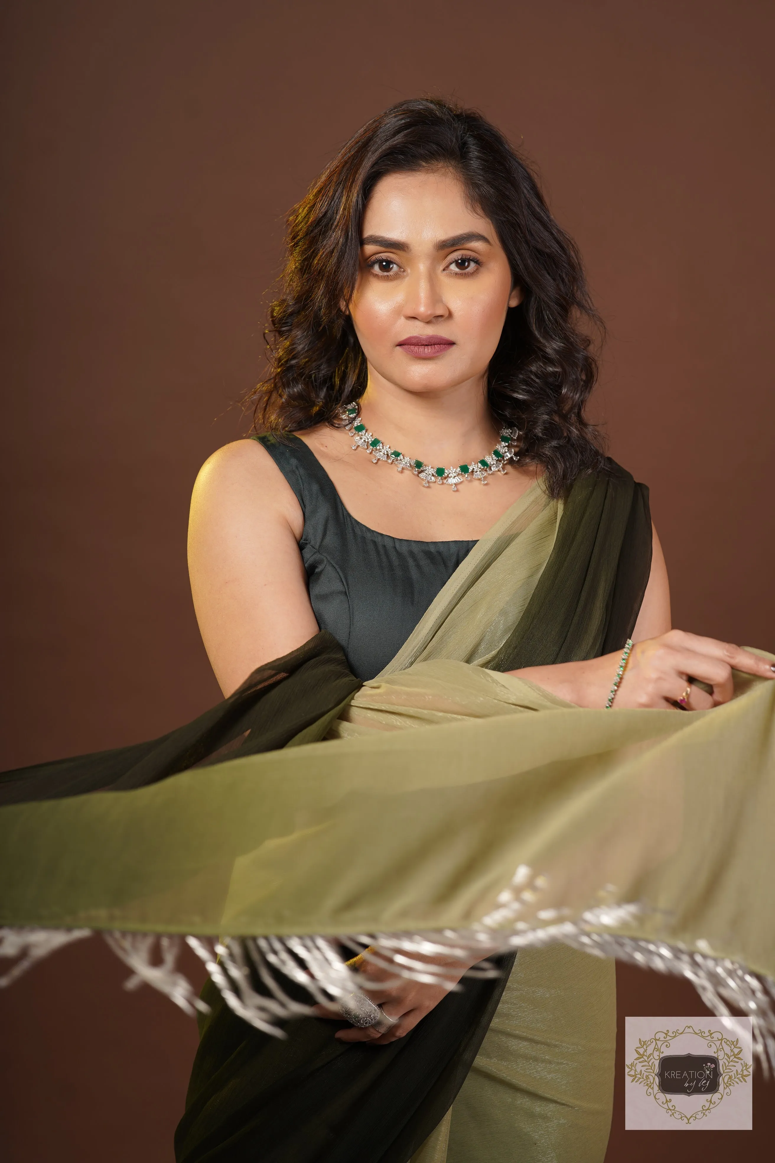 Aam Panna Crushed Organza Ombré Saree