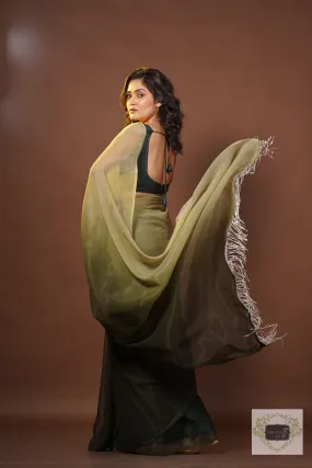 Aam Panna Crushed Organza Ombré Saree