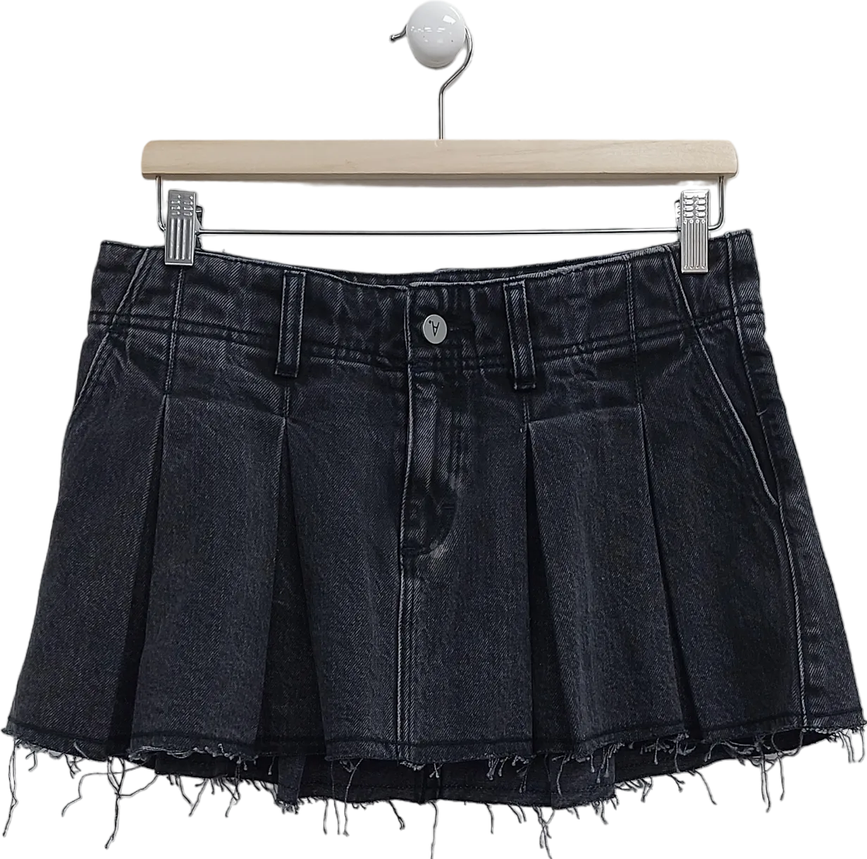 Abrand Jeans Black Pleated Mini Skirt UK M