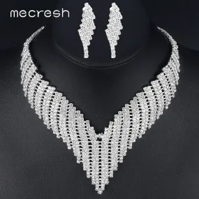 African Jewelry Sets Silver Bridal Necklace Sets for Wedding Party