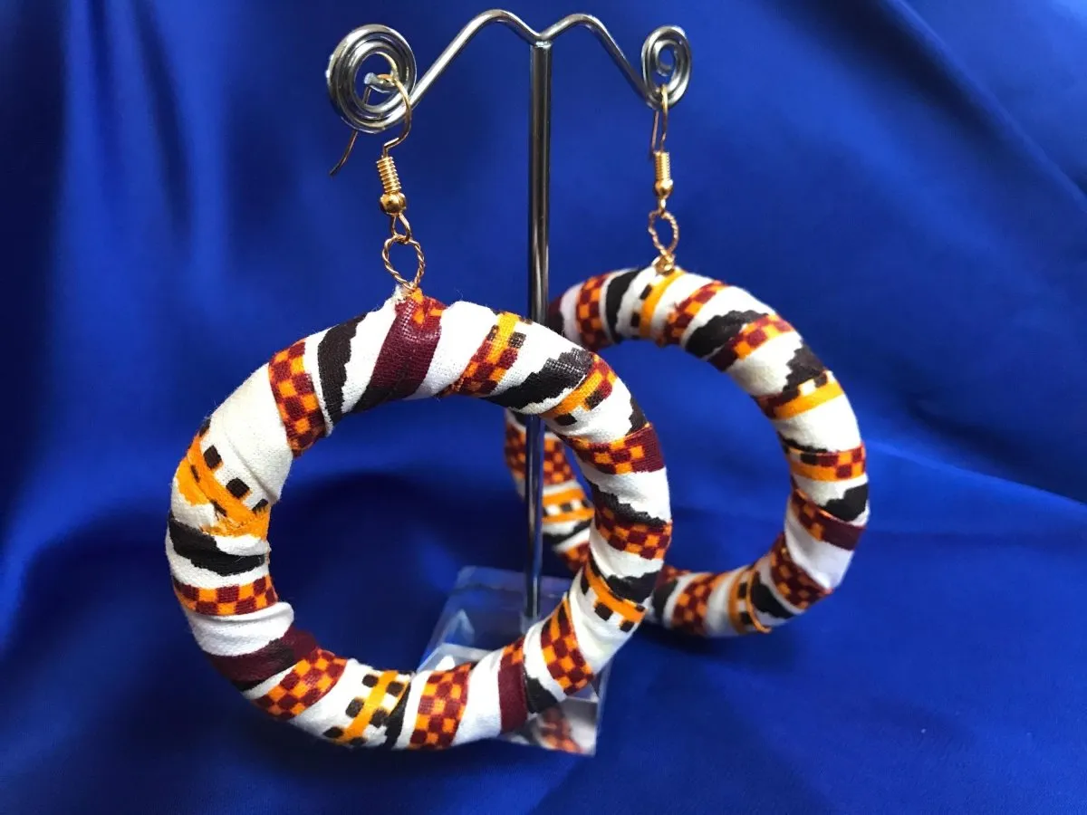 African Print Earrings handmade in The Gambia