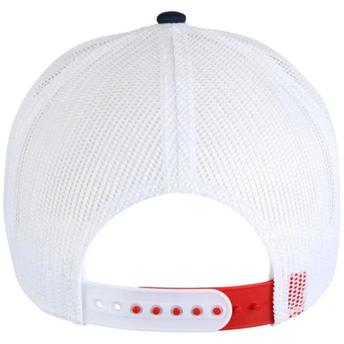 Ahead Red Crown/Navy Bill/White Mesh Wave Rider Cap