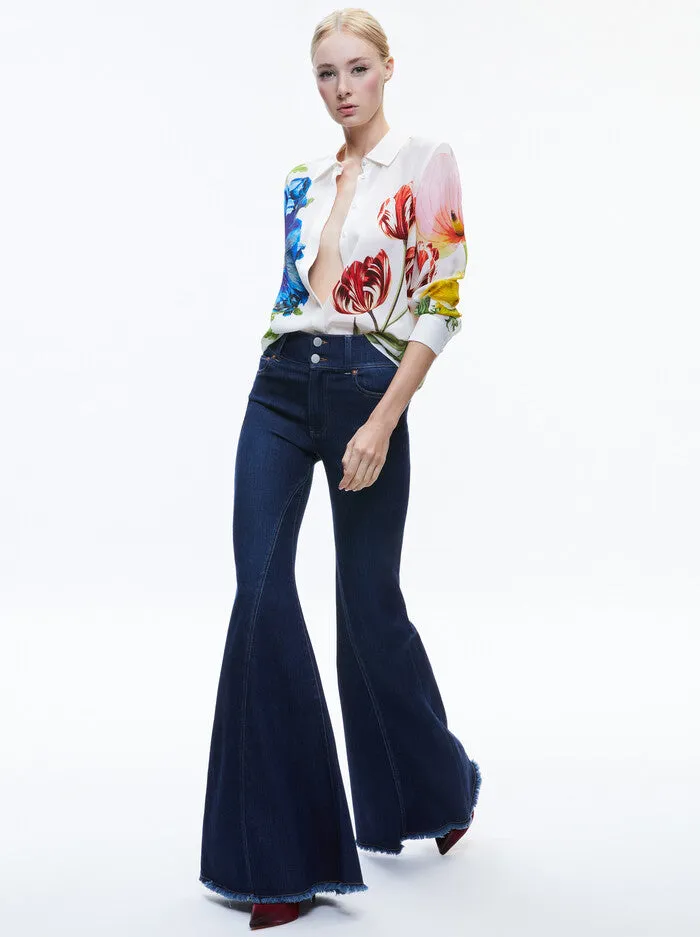 Alice   Olivia - Willa Placket Top - Le Plantes