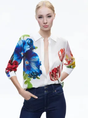 Alice   Olivia - Willa Placket Top - Le Plantes