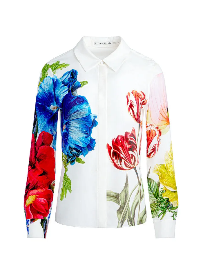 Alice   Olivia - Willa Placket Top - Le Plantes