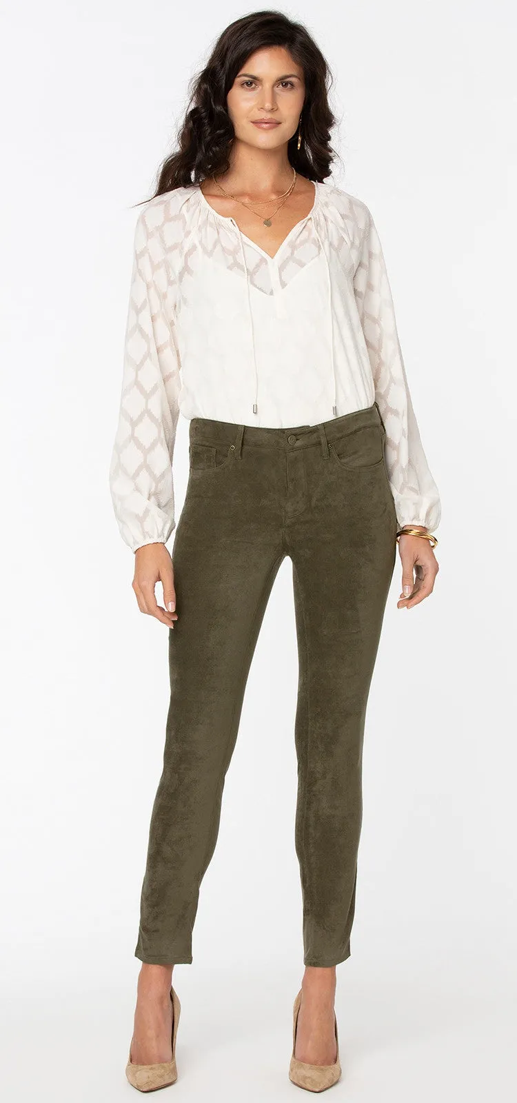 Alina Skinny Groen Faux Suède | Martini Olive