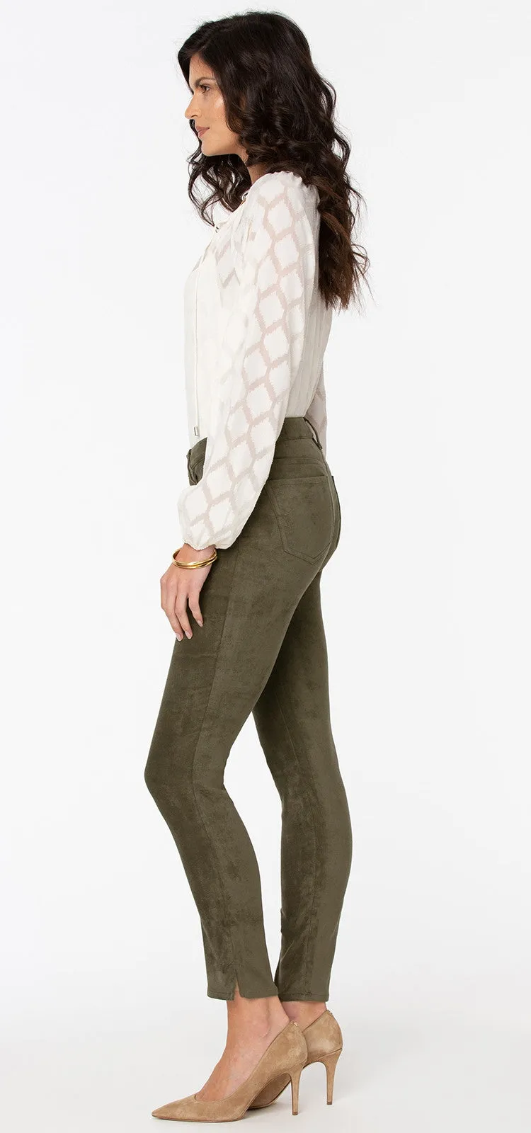 Alina Skinny Groen Faux Suède | Martini Olive