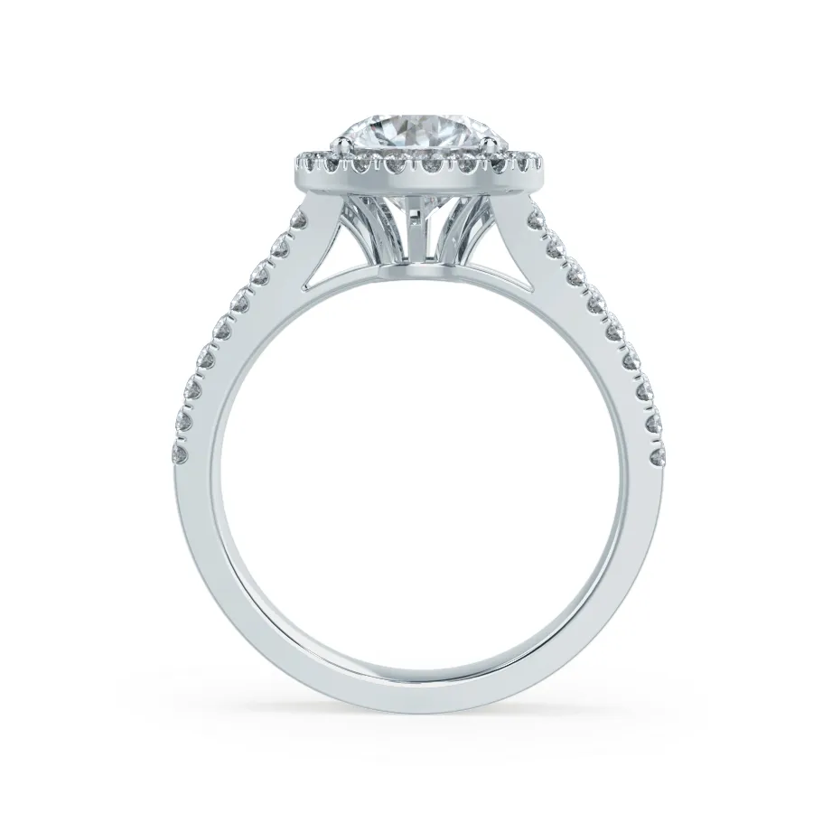 AMELIA - Round Lab Diamond 18k White Gold Halo Ring