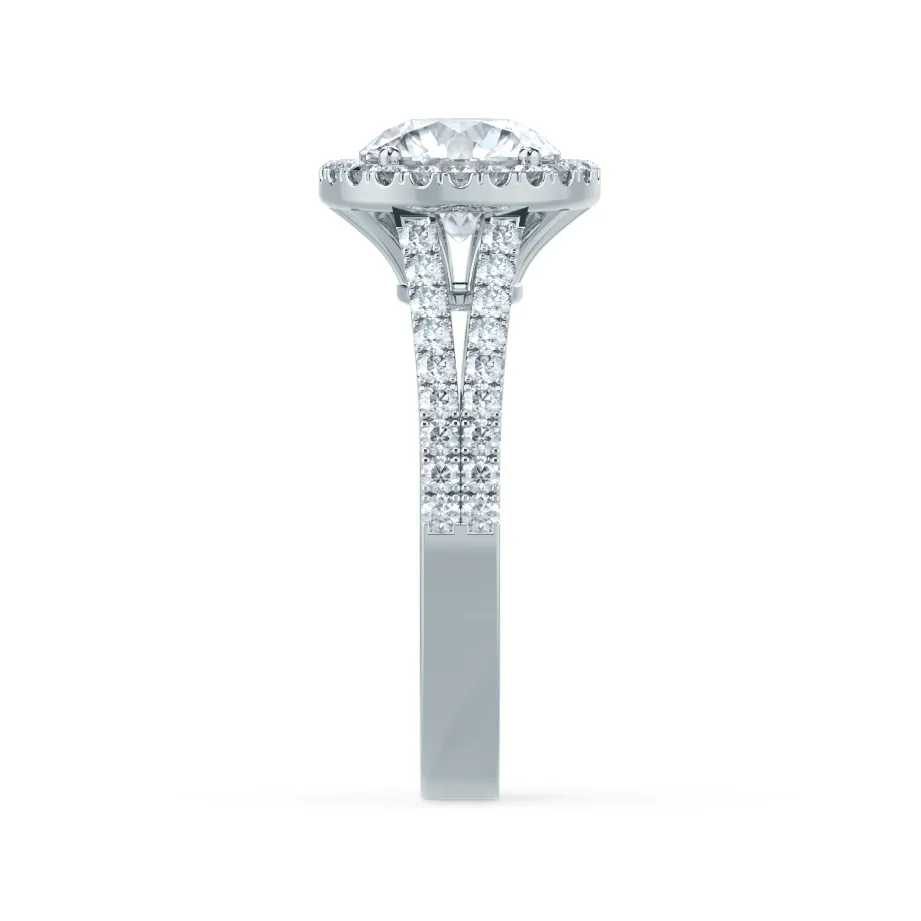 AMELIA - Round Lab Diamond 18k White Gold Halo Ring