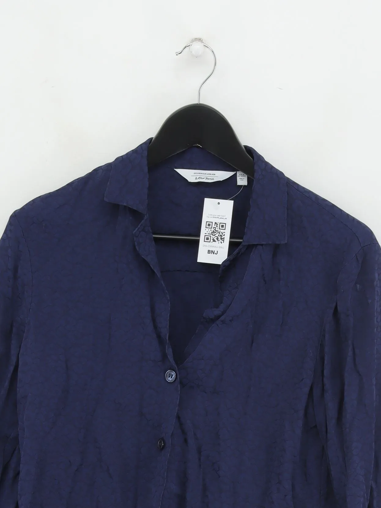 & Other Stories Women's Blouse UK 8 Blue 100% Viscose