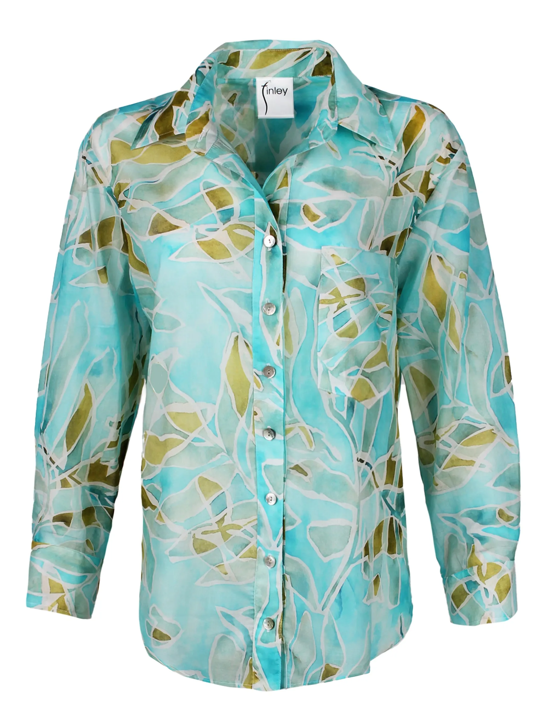 Andie Shirt Blue/Green Seaweed Print