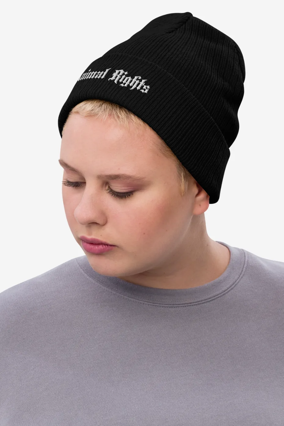 Animal Rights Recycled Ribbed Knit Beanie