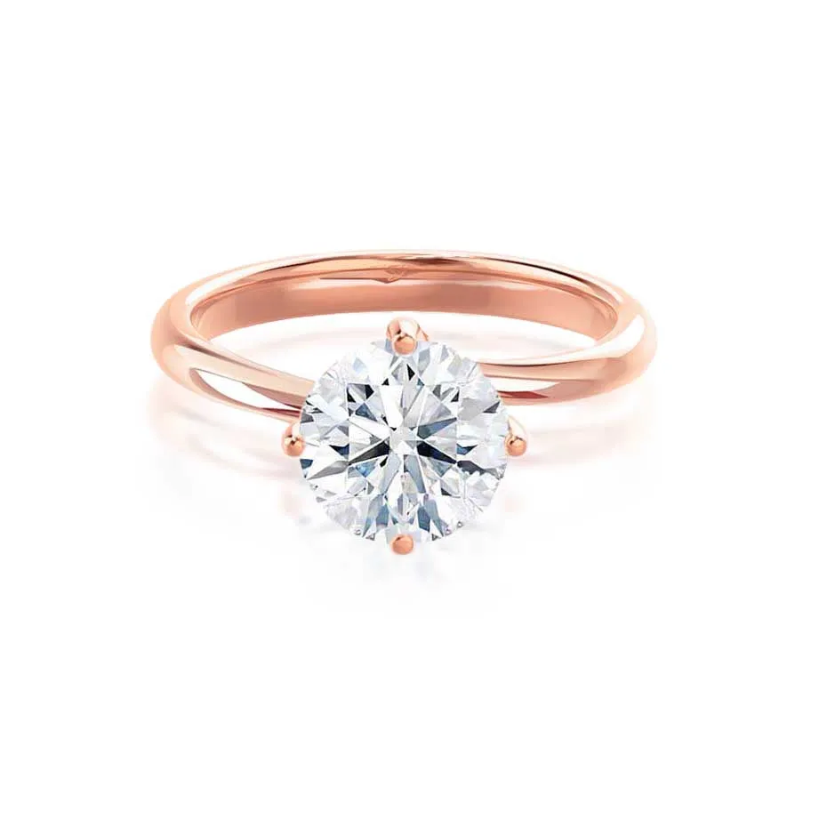 ANNORA - Round Moissanite 18k Rose Gold Twist Solitaire Ring