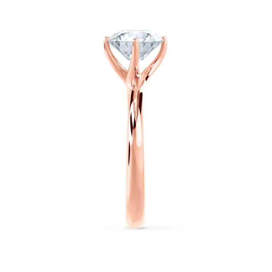 ANNORA - Round Moissanite 18k Rose Gold Twist Solitaire Ring