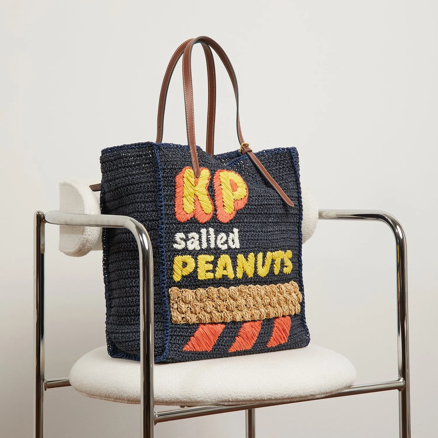 Anya Brands KP Peanuts Raffia Tote