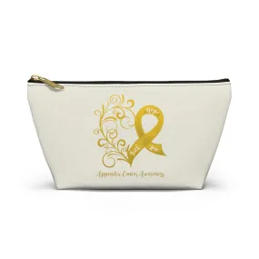 Appendix Cancer Awareness Heart "Natural" T-Bottom Accessory Pouch (Dual-Sided Design)