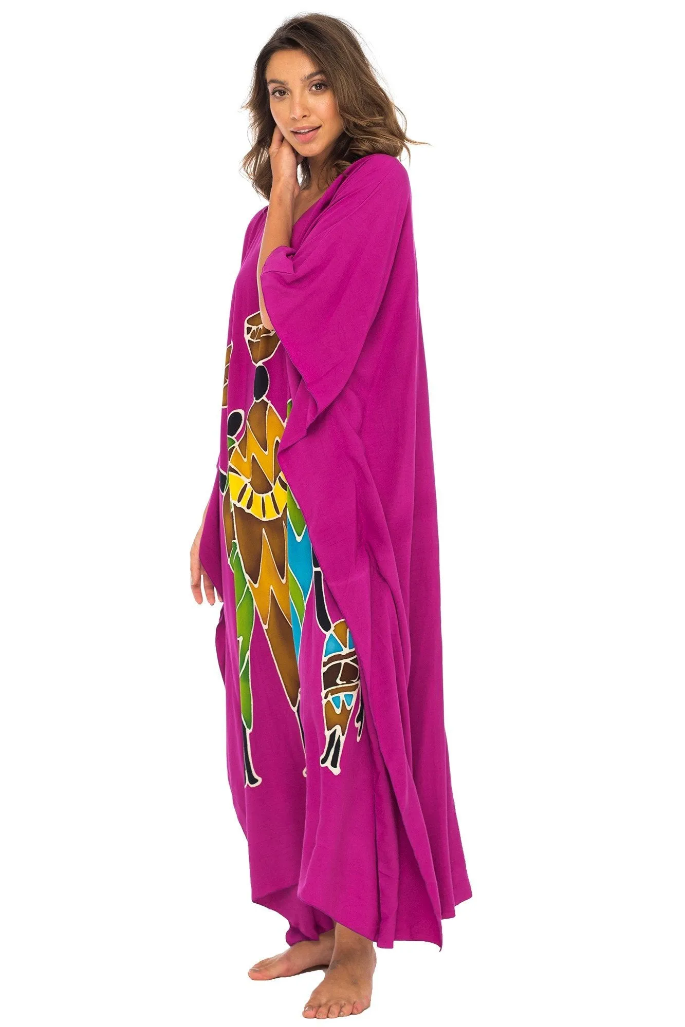 Back From Bali Womens Long African Print Beach Swim Suit Cover Up Caftan Poncho