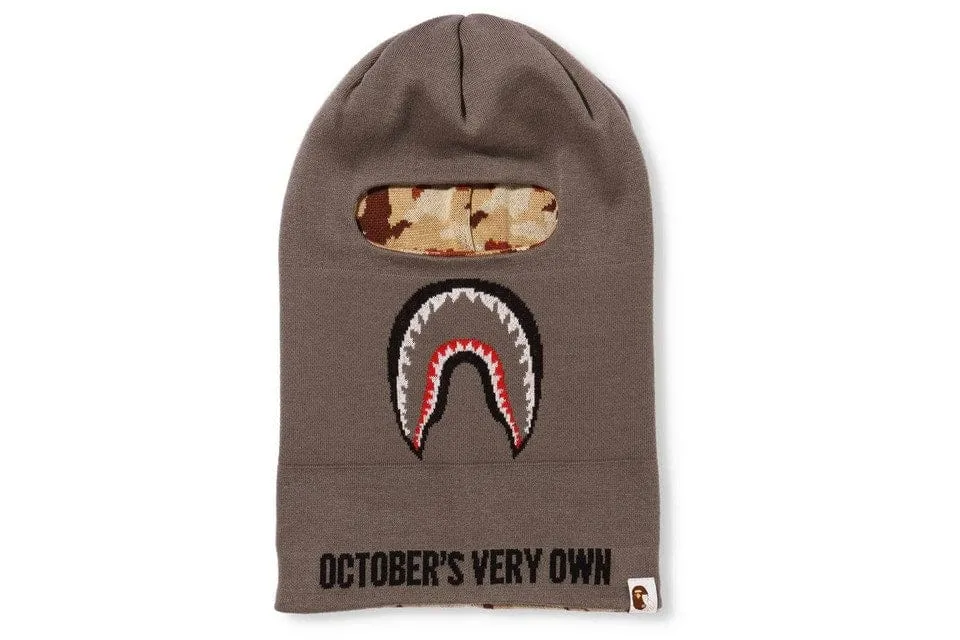 BAPE X OVO WOODLAND CAMO SHARK REVERSIBLE BALACLAVA GREY