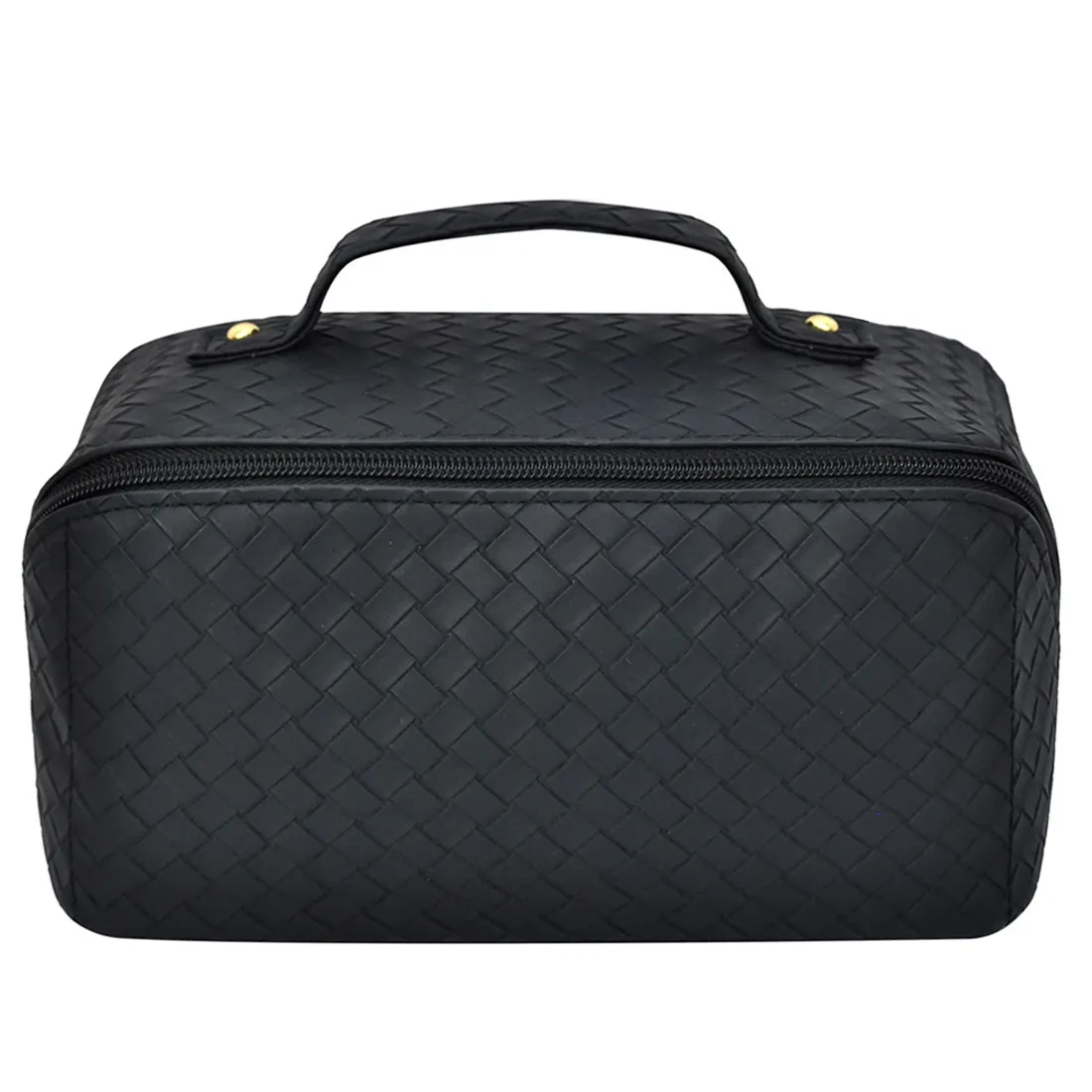 Basket Weave Black NGIL Medium Faux Leather Travel Toiletry