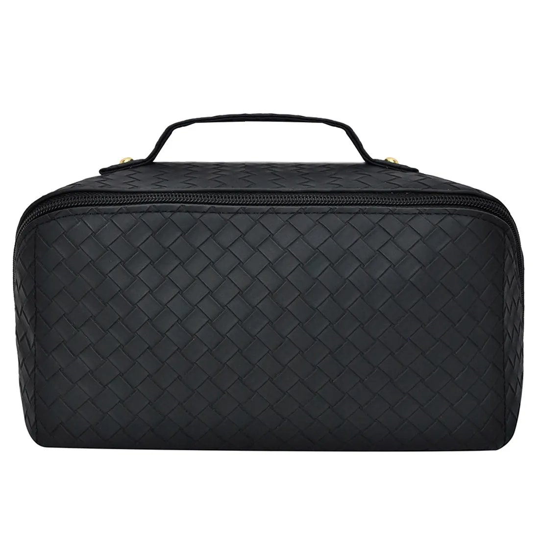 Basket Weave Black NGIL Medium Faux Leather Travel Toiletry