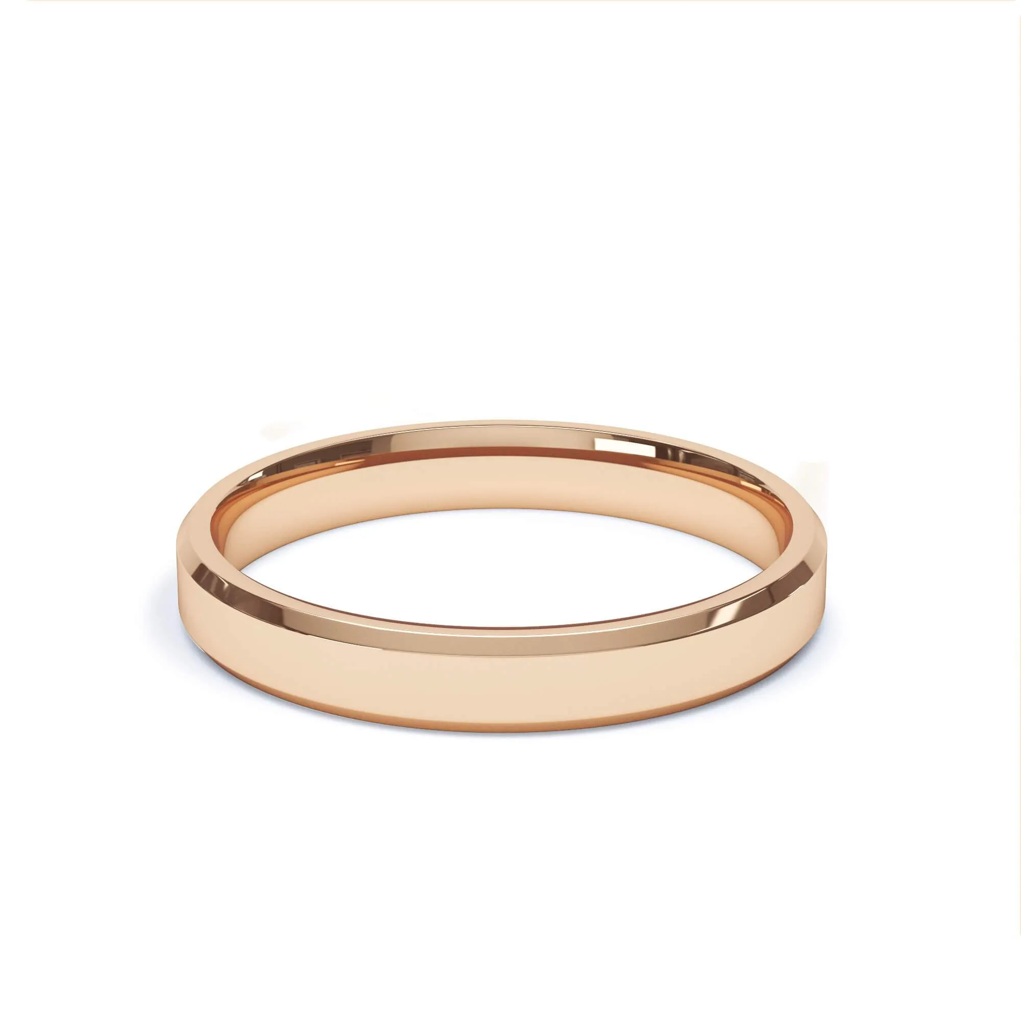 - Bevelled Edge Profile Plain Wedding Ring 18k Rose Gold