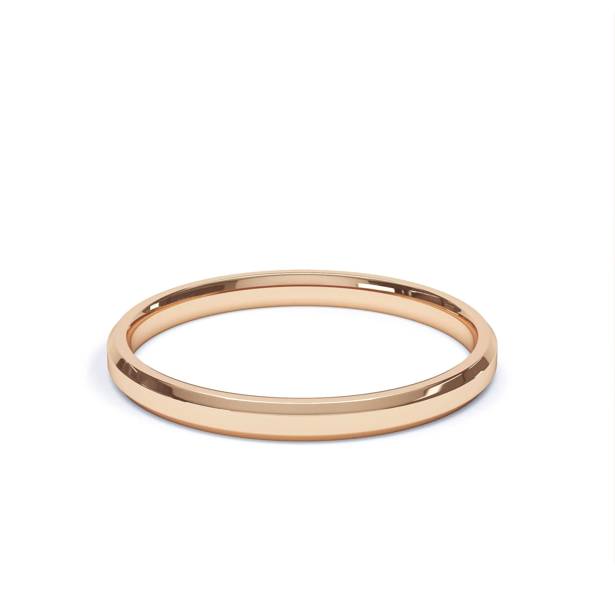 - Bevelled Edge Profile Plain Wedding Ring 18k Rose Gold