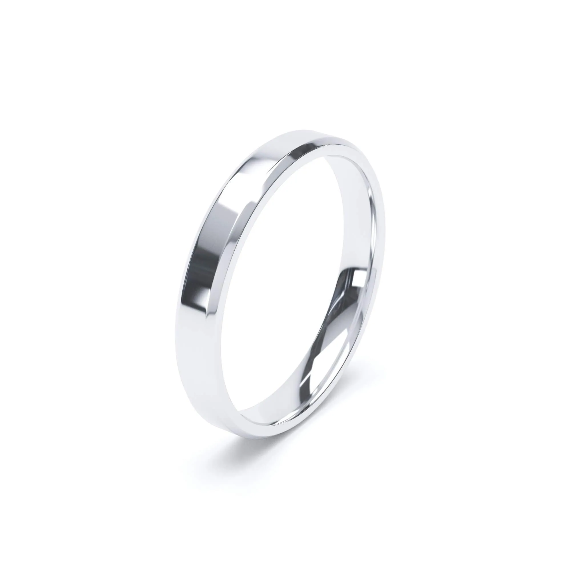 - Bevelled Edge Profile Wedding Ring 9k White Gold