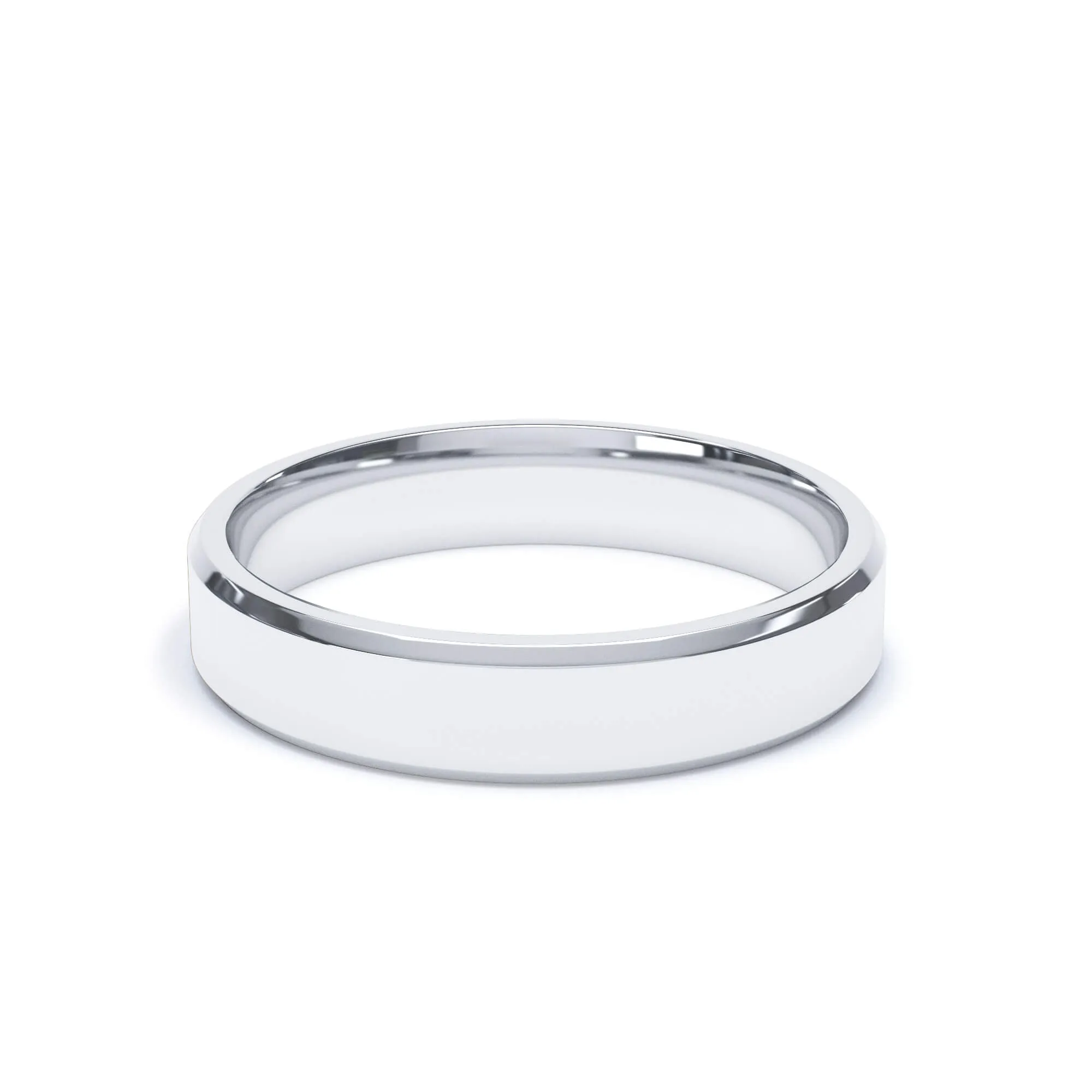 - Bevelled Edge Profile Wedding Ring 9k White Gold