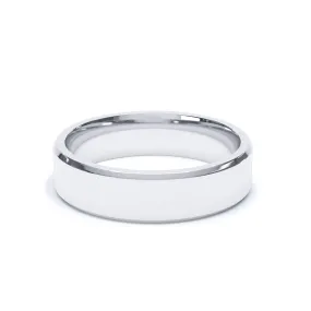 - Bevelled Edge Profile Wedding Ring 9k White Gold