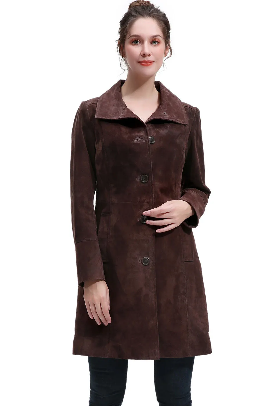 BGSD Women Janel Suede Leather Walking Coat