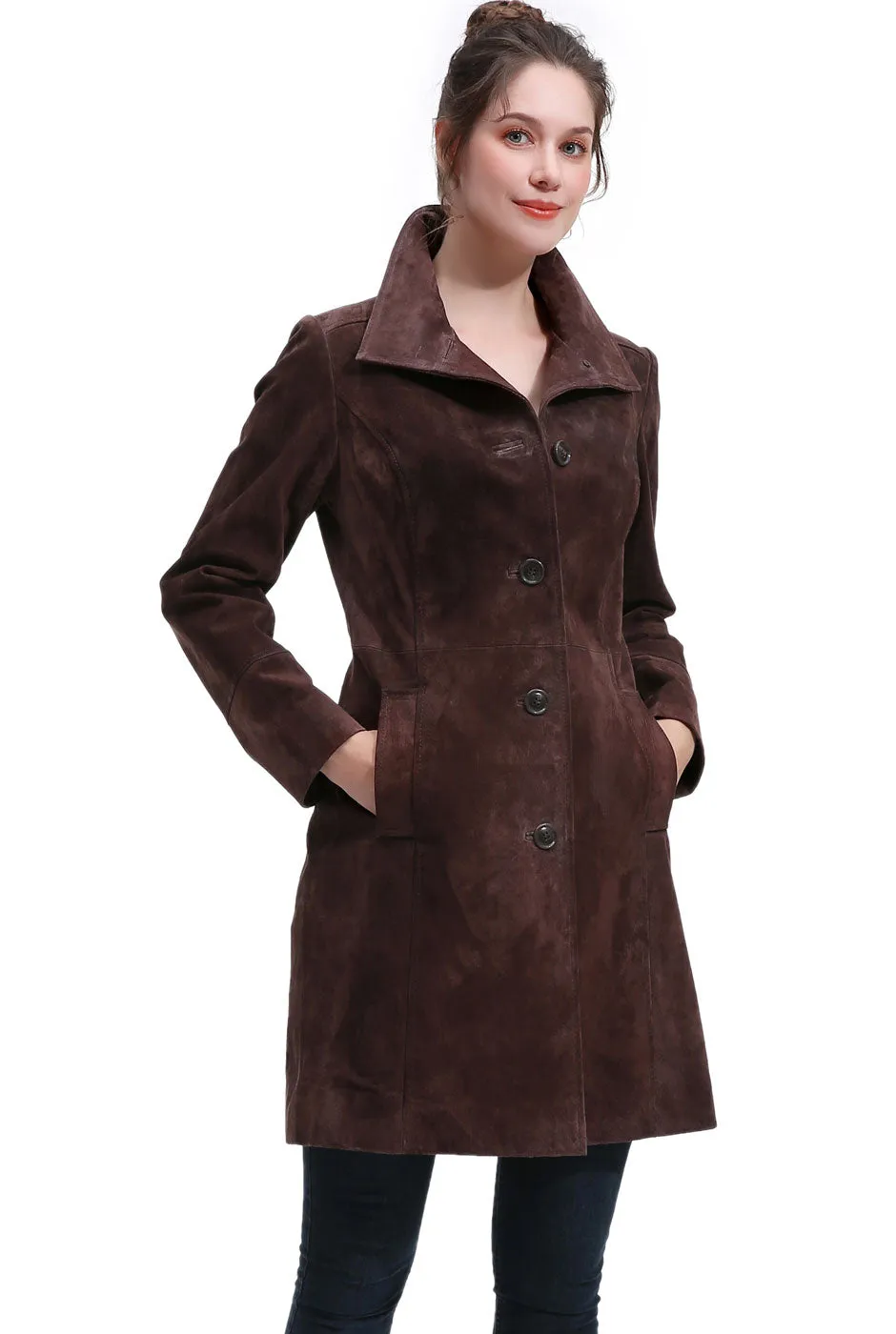 BGSD Women Janel Suede Leather Walking Coat