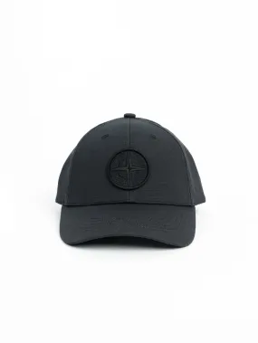 Black 6-Panel Cap in Gabardine