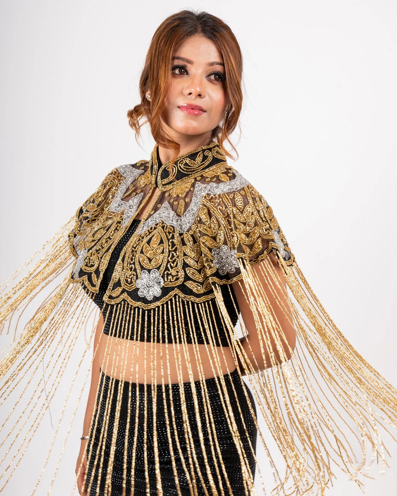 Black & Gold Beaded Shrug