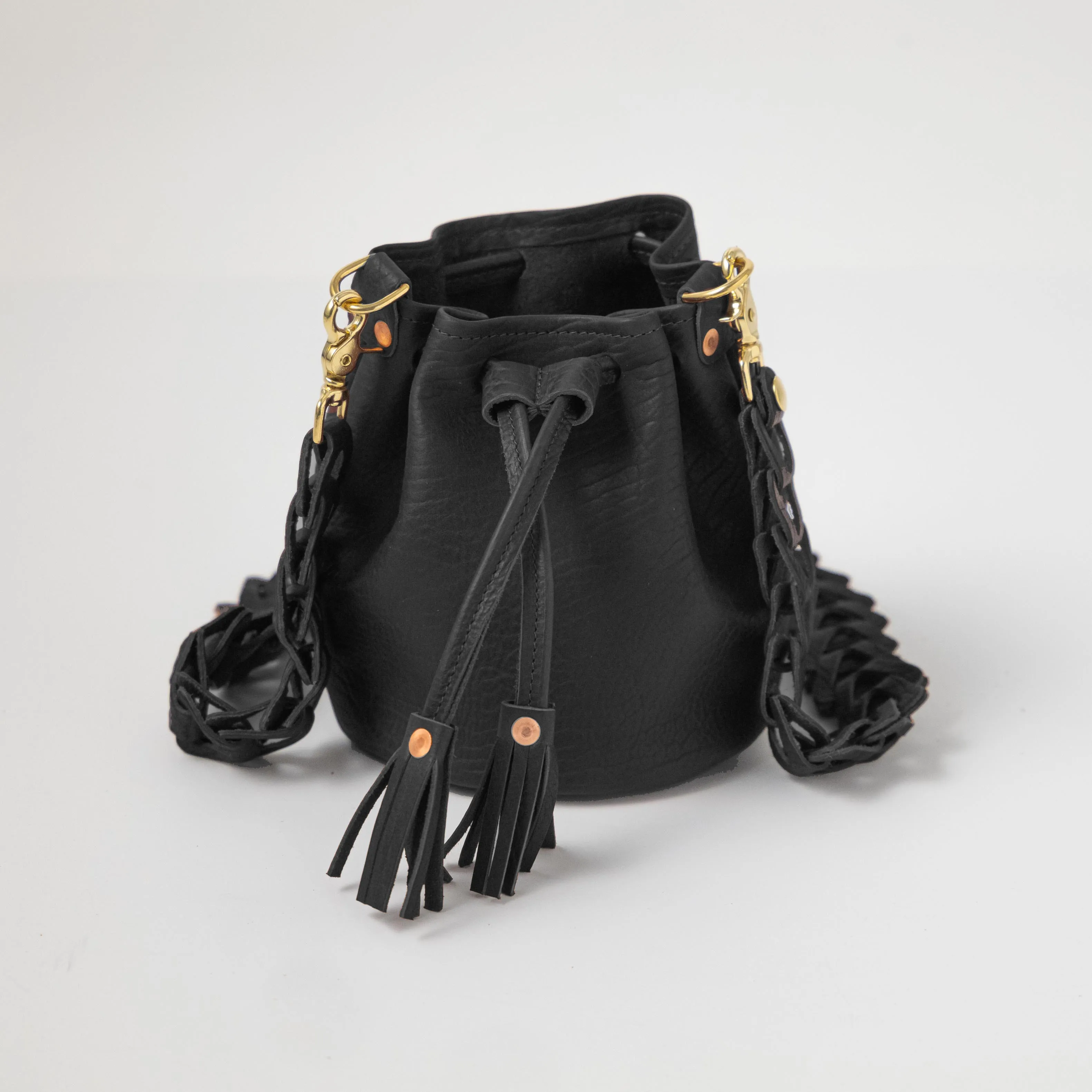 Black Bison Mini Bucket Bag