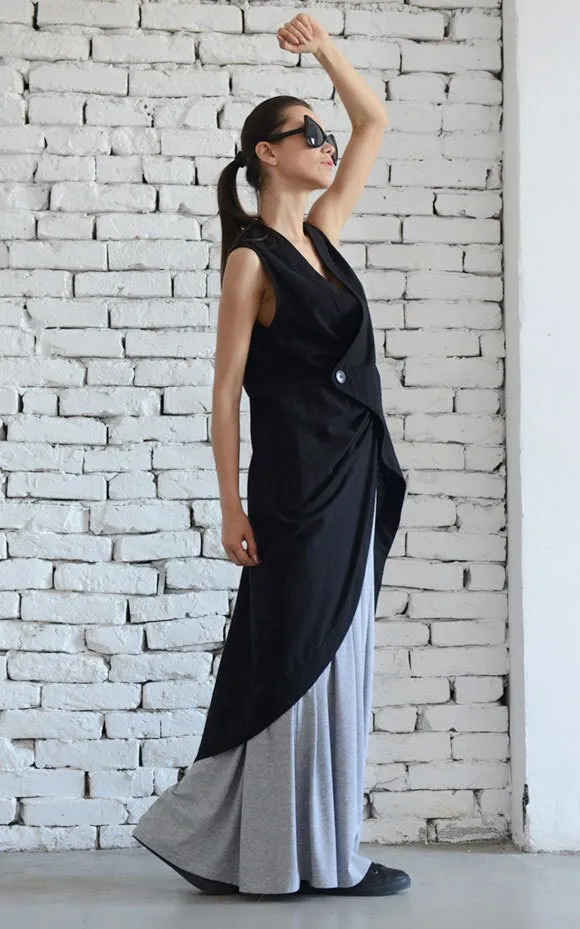 Black Linen Vest