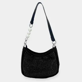 Black Spike Trimmed Shoulder/Crossbody Bag