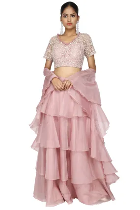 Blush pink lehenga set.