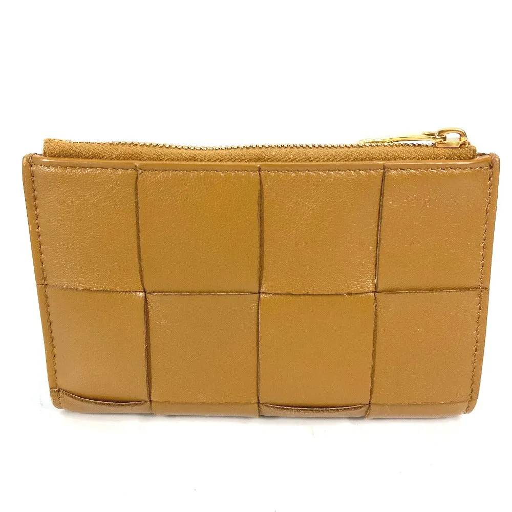 BOTTEGAVENETA Folded wallet 667130 leather beige Compact wallet Medium Cassette Bifold Wallet Zipper Wallet Women Used Authentic